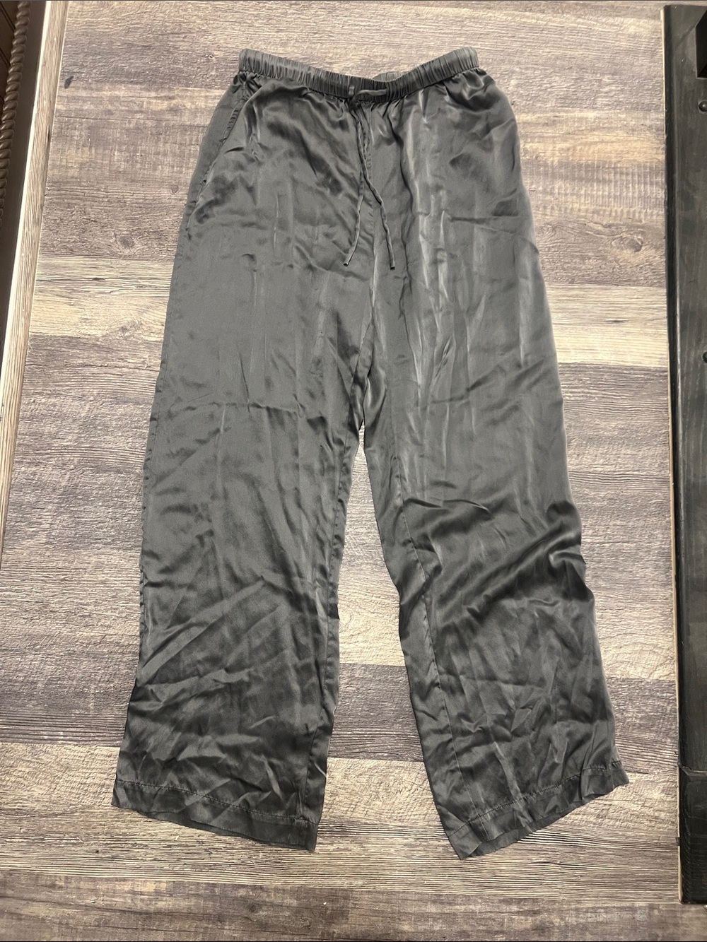 Quince Gray Wide-Leg Drawstring 100% Silk Pants - Picture 3 of 6